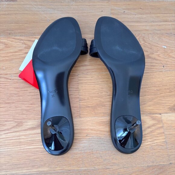 Mango Black Leather Sandals w/ Metallic Heel - Picture 12 of 12